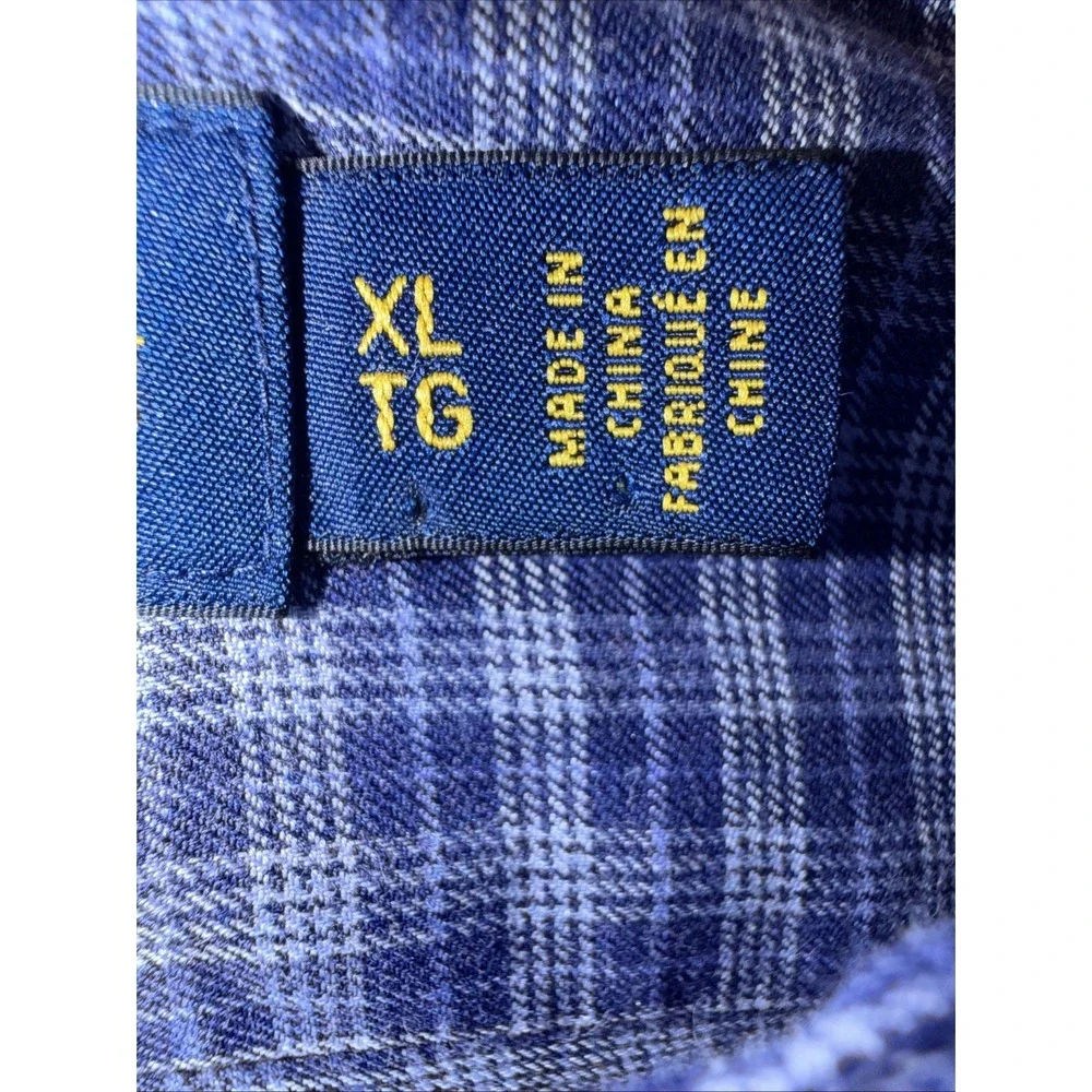 Polo Ralph Lauren Men's Blue Multi Plaid Print Classic Fit Button Front Shirt XL
